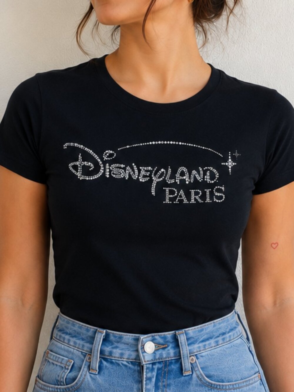 Vintage Disneyland Paris Bling Tee, Black, Ladies Small/Medium